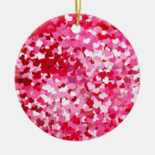 Pink Confetti Hearts Keramikornament (Vorne)
