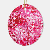 Pink Confetti Hearts Keramikornament (Links)
