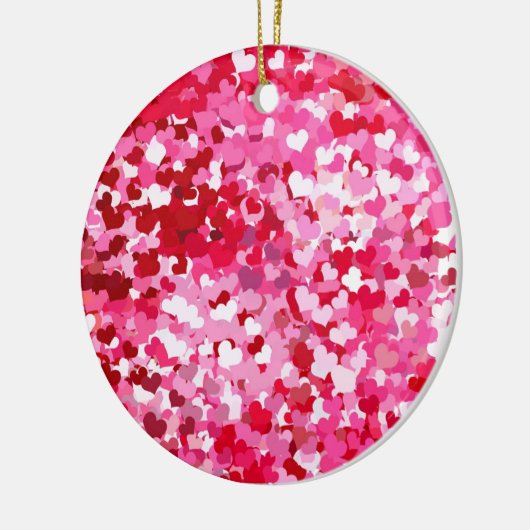 Pink Confetti Hearts Keramikornament (Links)