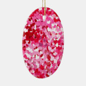 Pink Confetti Hearts Keramikornament (Rechts)
