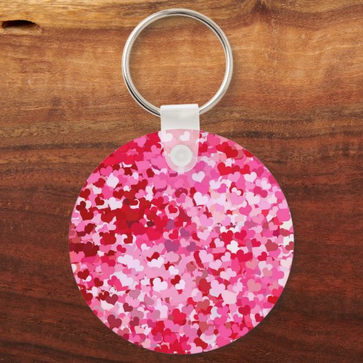 Pink Confetti Hearts Schlüsselanhänger (Vorderseite)