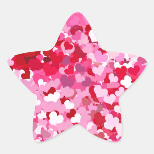 Pink Confetti Hearts Stern-Aufkleber