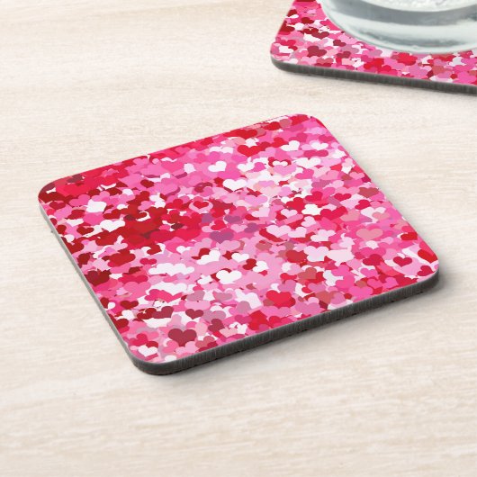 Pink Confetti Hearts Untersetzer (Linke Seite)