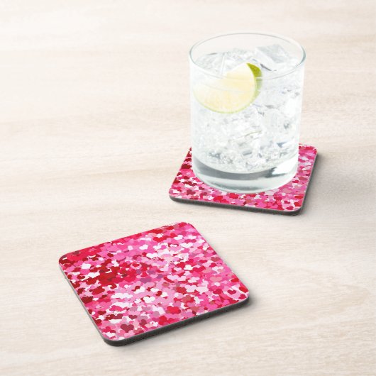 Pink Confetti Hearts Untersetzer (Rechte Seite)