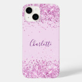 Pink Confetti Namensskript Case-Mate iPhone Hülle (Rückseite)