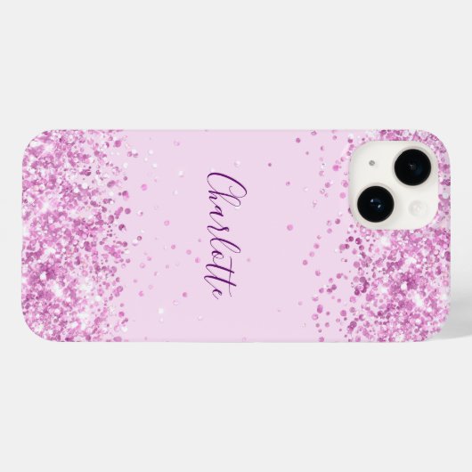 Pink Confetti Namensskript Case-Mate iPhone Hülle (Rückseite (Horizontal))