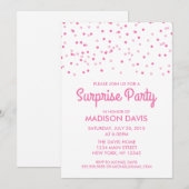 Pink Confetti Überraschung Geburtstagsparty Einladung (Vorne/Hinten)