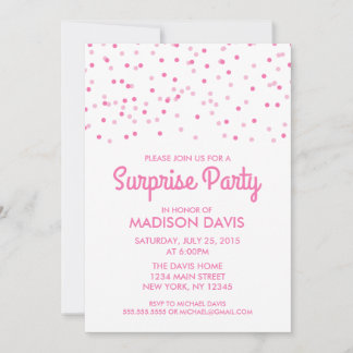Pink Confetti Überraschung Geburtstagsparty Einladung