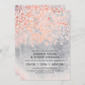 Pink Confetti Vintage Wedding Einladung (Vorne/Hinten)