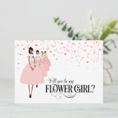 Pink Confetti wird mein Blumenmädchen sein ethnisc Einladung (Stehend Vorderseite)