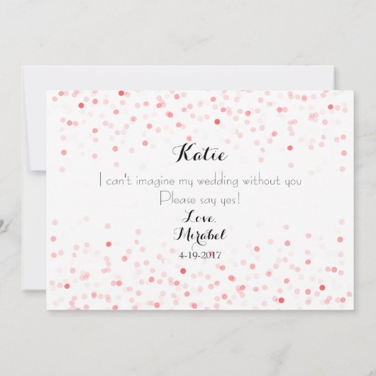 Pink Confetti wird mein Blumenmädchen sein ethnisc Einladung (Rückseite)