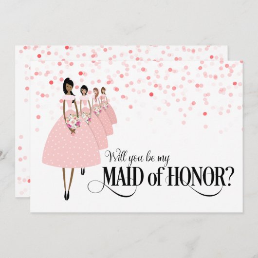 Pink Confetti wird meine Trauzeugin ethnisch sein Einladung (Vorne/Hinten)