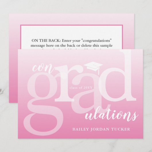 Pink ConGRADulationen Abschluss Glückwunsch (Vorne/Hinten)