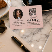Pink Connect with Us Qr Code Logo Foto Geschäft Visitenkarte