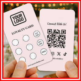 Pink Connect With Us Social QR Code Loyalty Card Visitenkarte