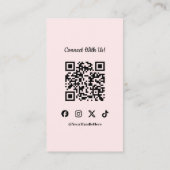 Pink Connect With Us Social QR Code Loyalty Card Visitenkarte (Rückseite)