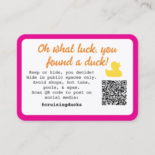 Pink Conquackulations! Cruising Duck Tag (Rückseite)