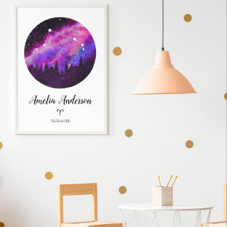 Pink Constellation Aries Horoskop signieren Gesche Poster