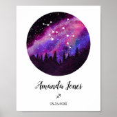 Pink Constellation Sagittarius Horoskop-Zeichen Poster (Vorne)