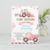 Pink Construction Birthday Invitation Einladung (Stehend Vorderseite)