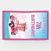 Pink Convertible Beach Birthday Banner (Horizontal)