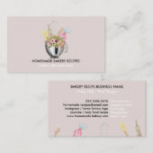 Pink Cook Koch Aquarell Backutensien Bäckerei Visitenkarte (Vorne/Hinten)