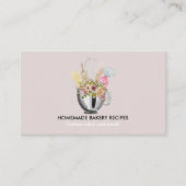 Pink Cook Koch Aquarell Backutensien Bäckerei Visitenkarte (Vorderseite)