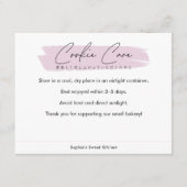 Pink Cookie Care Instructions Minimalist Script Dankeskarte (Vorderseite)