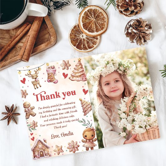 Pink Cookie Weihnachten Geburtstag FotoDanke Karte