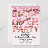 Pink Cookies Letter Sleepover Geburtstagspartei Einladung (Vorderseite)