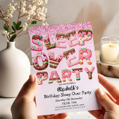 Pink Cookies Letter Sleepover Geburtstagspartei Einladung