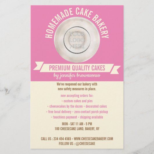 Pink Cooking Custom Logo Bakery Flyer (Vorne)