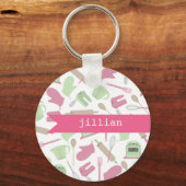 Pink Cooking Themed Personalisiert Schlüsselanhäng Schlüsselanhänger (Vorderseite)