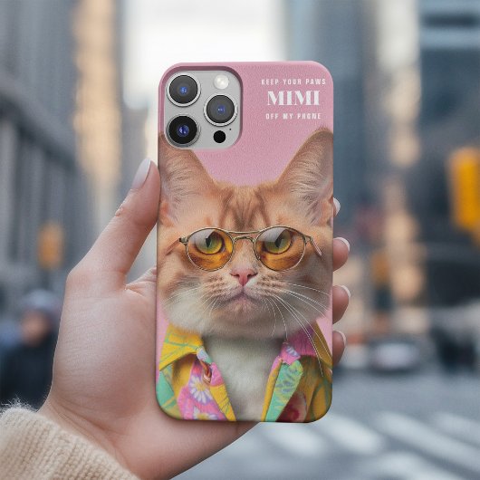 Pink Cool Cat Illustration Brillen Pet Paws Case-Mate iPhone Hülle