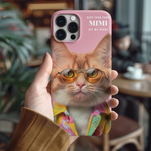 Pink Cool Cat Illustration Brillen Pet Paws Case-Mate iPhone Hülle