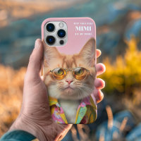 Pink Cool Cat Illustration Brillen Pet Paws