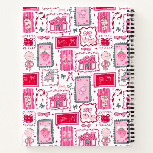 Pink Coquette aesthetic girly whimsical pattern Notizblock (Rückseite)