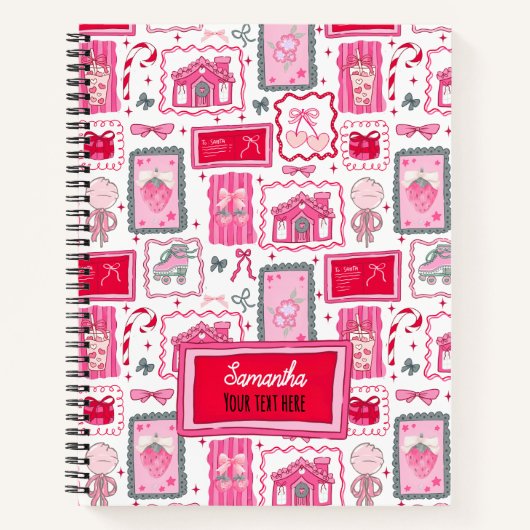 Pink Coquette aesthetic girly whimsical pattern Notizblock (Vorderseite)