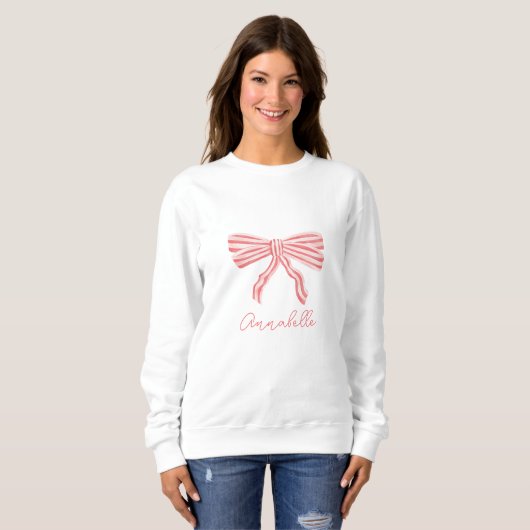 Pink Coquette Ästhetische Bow Girl Blush Sweatshirt (Vorne ganz)