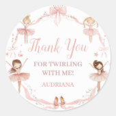 Pink Coquette Ballerina Geburtstagsparty Runder Aufkleber (Vorderseite)