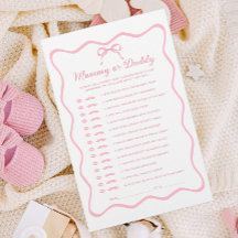 Pink Coquette Bow Baby Dusche Raten Sie, wer Spiel