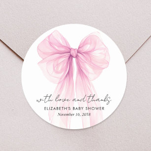 Pink Coquette Bow Baby Girl Dusche Vielen Dank Runder Aufkleber