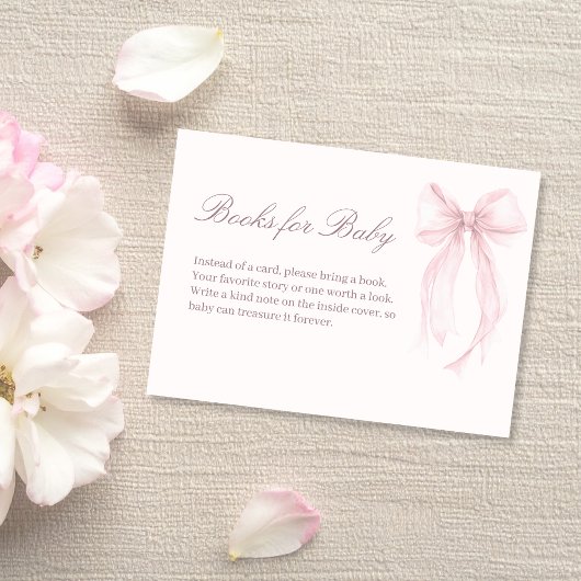 Pink Coquette Bow Baby Shower Baby Books Card Begleitkarte