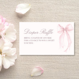 Pink Coquette Bow Baby Shower Diaper Raffle Begleitkarte