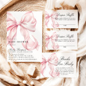 Pink Coquette Bow Baby Shower, Diaper Raffle Card Begleitkarte