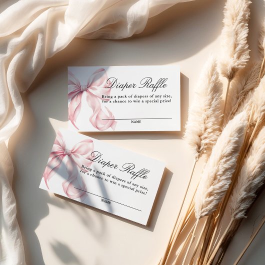 Pink Coquette Bow Baby Shower, Diaper Raffle Card Begleitkarte