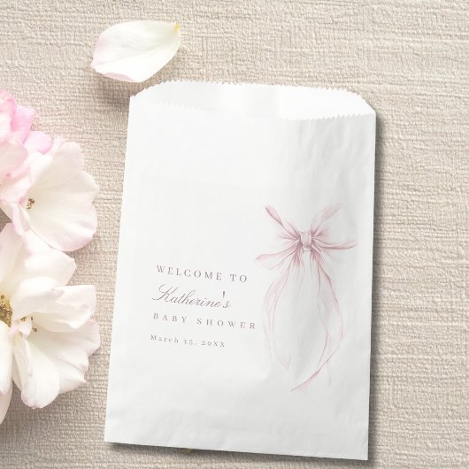 Pink Coquette Bow Baby Shower Geschenktütchen