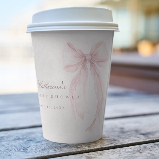 Pink Coquette Bow Baby Shower Pappbecher