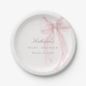 Pink Coquette Bow Baby Shower Pappteller (Vorderseite)