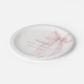 Pink Coquette Bow Baby Shower Pappteller (Schrägansicht)